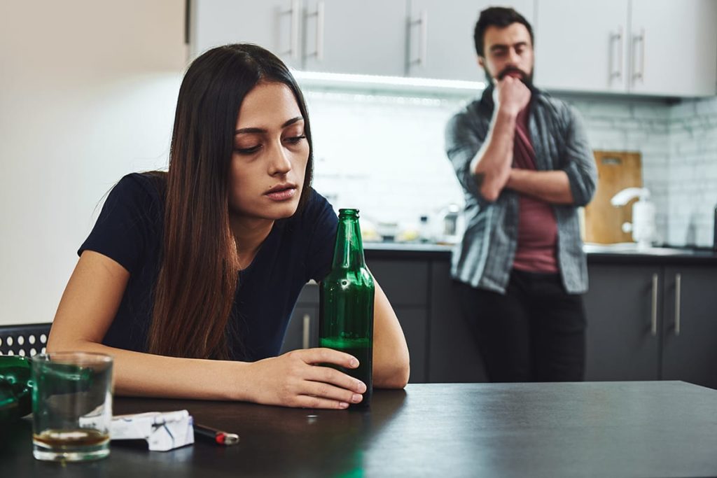 woman is showing the stages of addiction